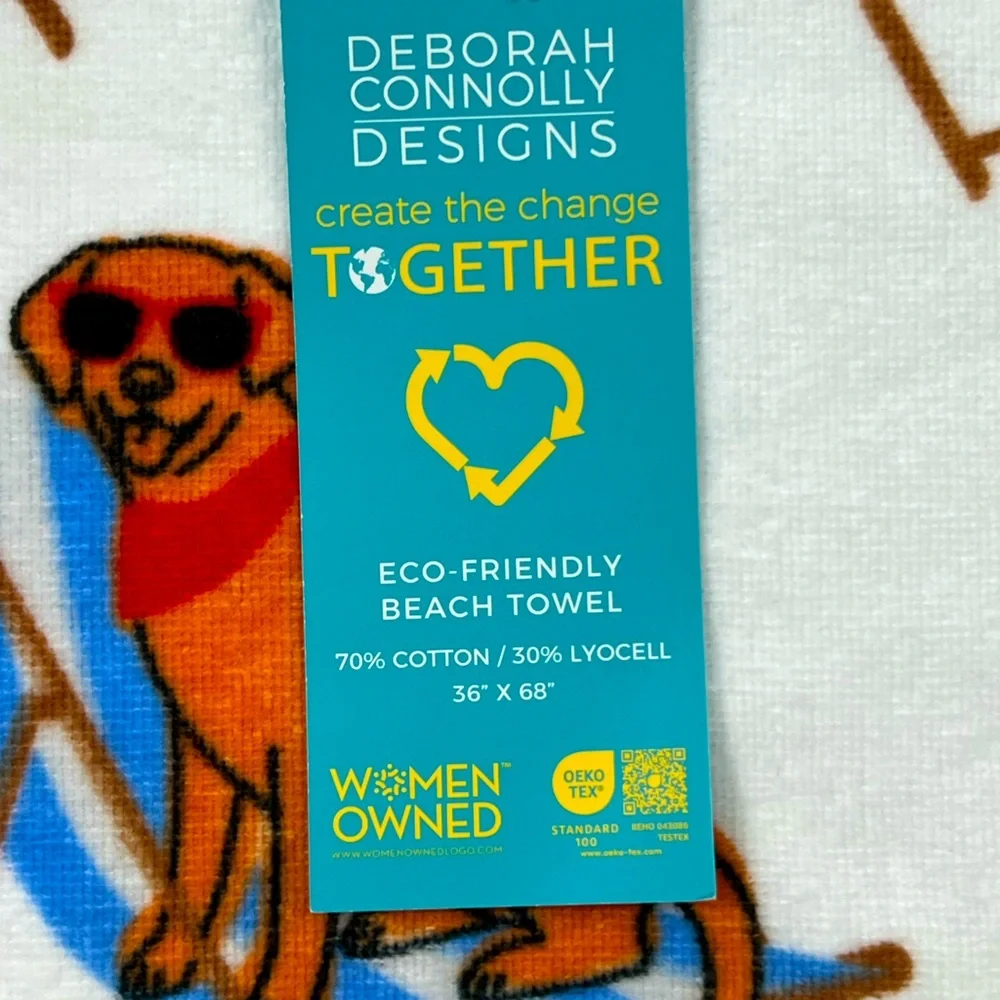 Deborah Connolly - ‘Beach Chair Dogs’ Beach Towel. NWT Firm! Last one!